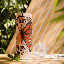 Butterfly Skinny Tumbler with Straw, 20oz