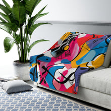 Abstract Sherpa Fleece Blanket