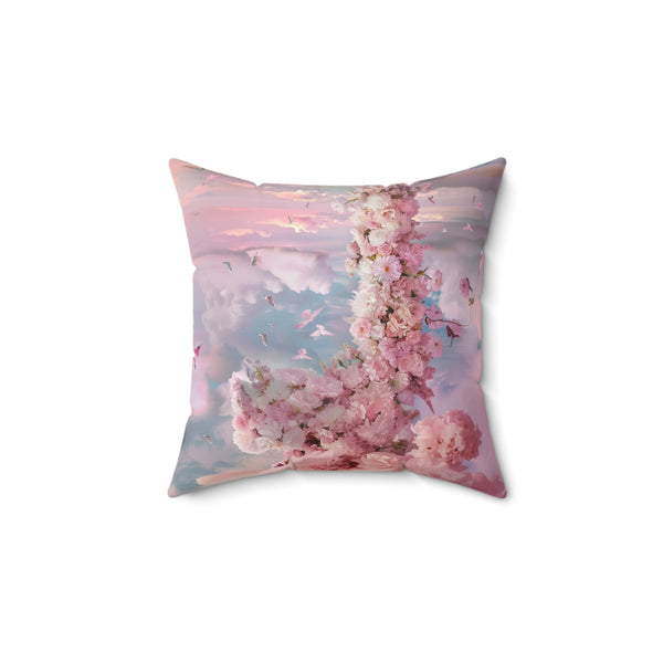 Floral letter Spun Polyester Square Pillow