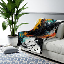 Abstract Sherpa Fleece Blanket