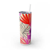 Flower Pattern Skinny Tumbler with Straw, 20oz