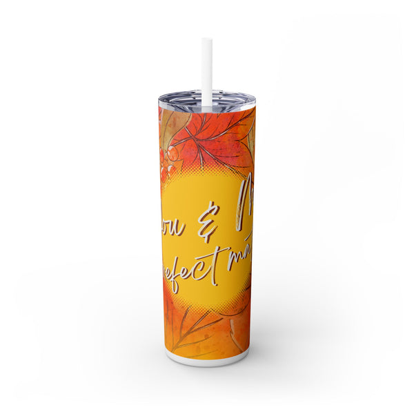 You & Me Skinny Tumbler with Straw, 20oz