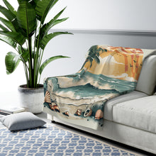 Serene beach-themed Sherpa Fleece Blanket