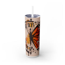 Butterfly Skinny Tumbler with Straw, 20oz