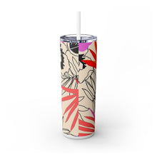 Flower Pattern Skinny Tumbler with Straw, 20oz