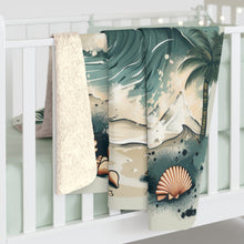 Serene beach-themed Sherpa Fleece Blanket