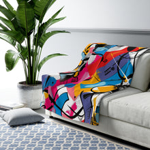 Abstract Sherpa Fleece Blanket