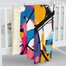 Abstract Sherpa Fleece Blanket