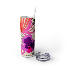 Flower Pattern Skinny Tumbler with Straw, 20oz