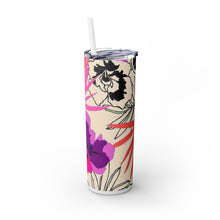 Flower Pattern Skinny Tumbler with Straw, 20oz