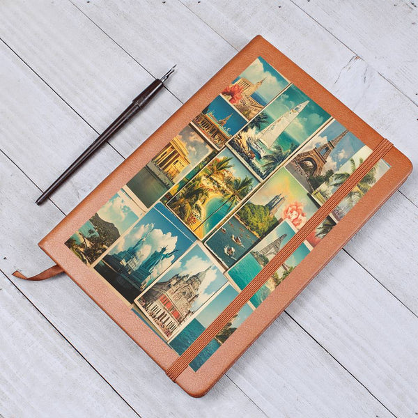 Vintage Inspiring Location Graphic Leather Journal