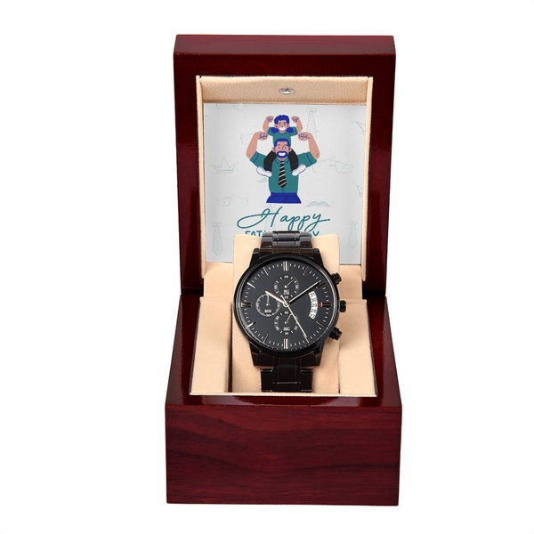 Happy Father's Day Black Chronograph Watch + MC (NO ENGRAVING)