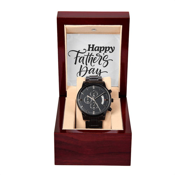 Happy Father's Day Black Chronograph Watch + MC (NO ENGRAVING)