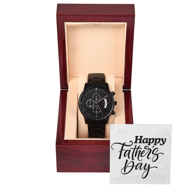 Happy Father's Day Black Chronograph Watch + MC (NO ENGRAVING)