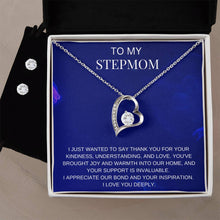 To my Step Mom Forever Love Necklace + Clear CZ Earrings