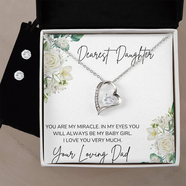 Dearest Daughter  Forever Love Necklace + Clear CZ