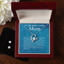 Most loving Mom  Forever Love Necklace + Clear CZ Earrings