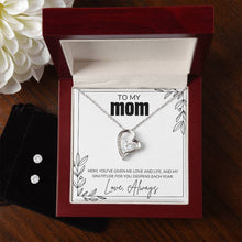 MOM Forever Love Necklace + Clear CZ Earrings