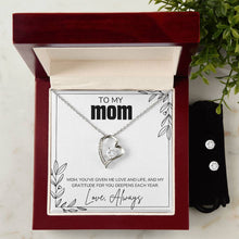 MOM Forever Love Necklace + Clear CZ Earrings