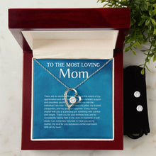 Most loving Mom  Forever Love Necklace + Clear CZ Earrings