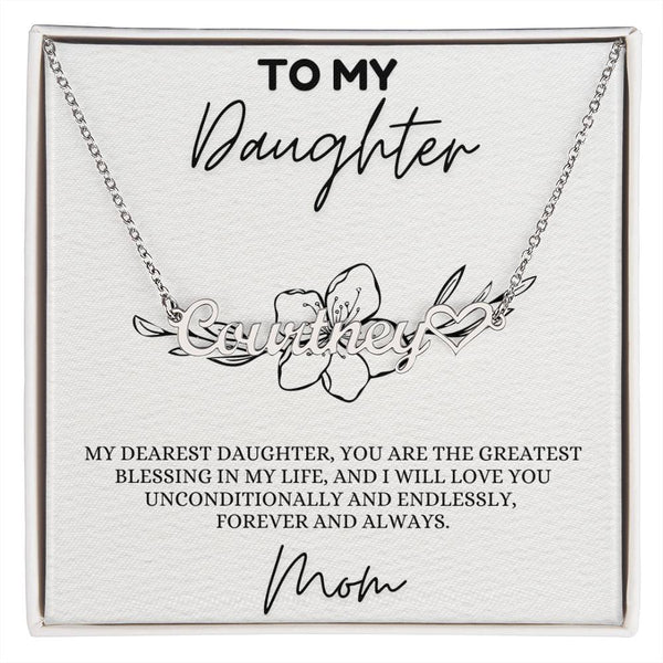 To my Daughter Name Necklace + Heart Character (w/MC)