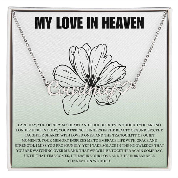 My Love in Heaven Name Necklace + Heart Character (w/MC)