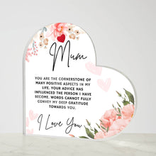 Mum Acrylic Heart Plaque