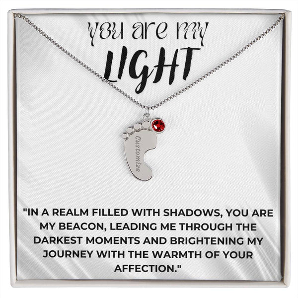 You are my Light Engraved Baby Feet with Birthstones (w/MC)