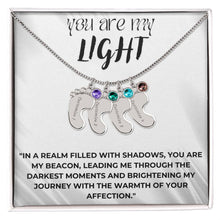 You are my Light Engraved Baby Feet with Birthstones (w/MC)