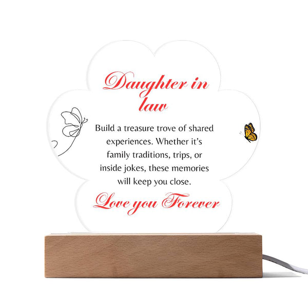 Daughter in Law  Acrylic Paw Print Plaque