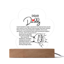 Dear Daddy Acrylic Paw Print Plaque