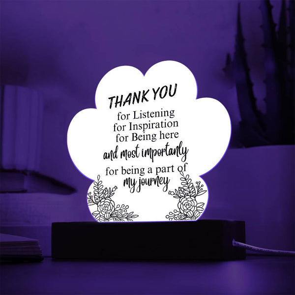 Thank You Acrylic Paw Print Plaque