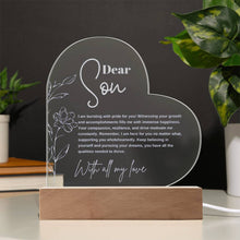 Dear Son  Message Engraved Acrylic Heart Plaque