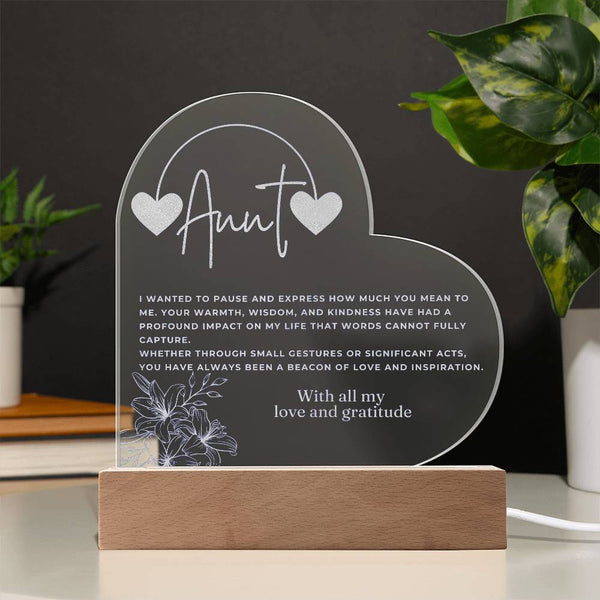 Aunt Engraved Acrylic Heart Plaque