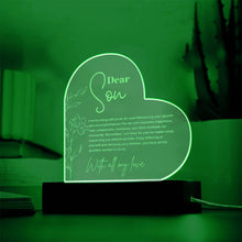 Dear Son  Message Engraved Acrylic Heart Plaque