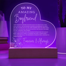 A Message to my Amazing Boyfriend  Engraved Acrylic Heart Plaque