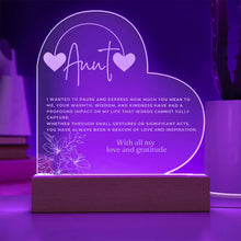 Aunt Engraved Acrylic Heart Plaque