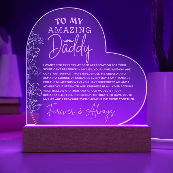 A Message to my Amazing Daddy Engraved Acrylic Heart Plaque