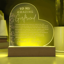 A Message to my Amazing Girlfriend Engraved Acrylic Heart Plaque