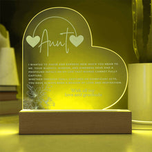 Aunt Engraved Acrylic Heart Plaque