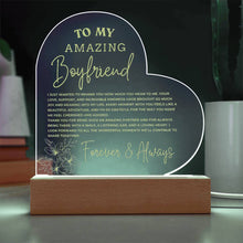 A Message to my Amazing Boyfriend  Engraved Acrylic Heart Plaque