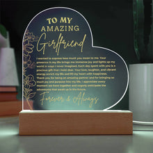 A Message to my Amazing Girlfriend Engraved Acrylic Heart Plaque