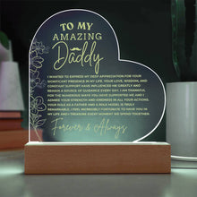 A Message to my Amazing Daddy Engraved Acrylic Heart Plaque