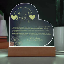 Aunt Engraved Acrylic Heart Plaque