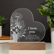 I LOVE YOU  Engraved Acrylic Heart Plaque