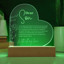 Dear Son  Message Engraved Acrylic Heart Plaque