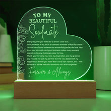 A Message to my Beautiful Soulmate Engraved Acrylic Heart Plaque