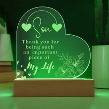 Son Engraved Acrylic Heart Plaque