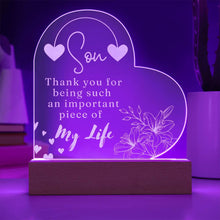 Son Engraved Acrylic Heart Plaque