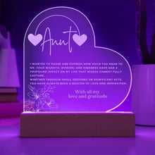 Aunt Engraved Acrylic Heart Plaque